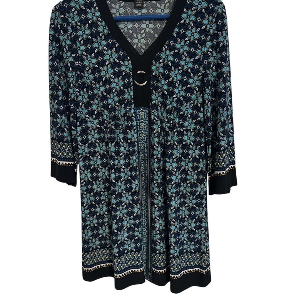 Style & Co. Black and Blue Floral Blouse